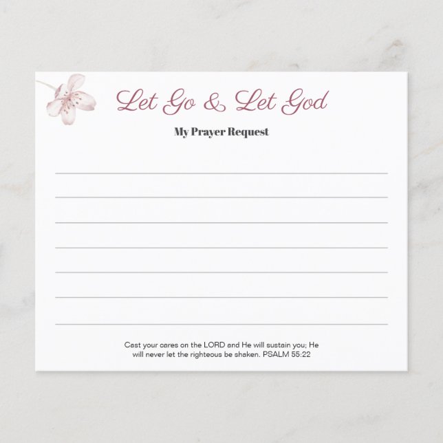 Pink Blossom Women's Prayer Request Card Flygblad (Framsidan)