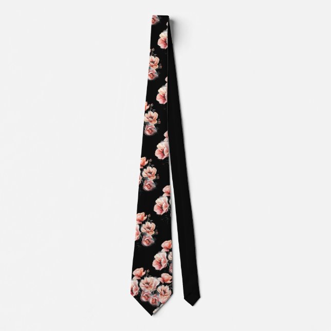 Pink blossoms black neck tie slips (Framsida)