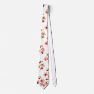 Pink blossoms white neck tie slips