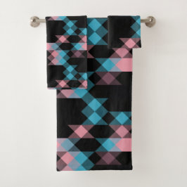 pink blue and black geometric