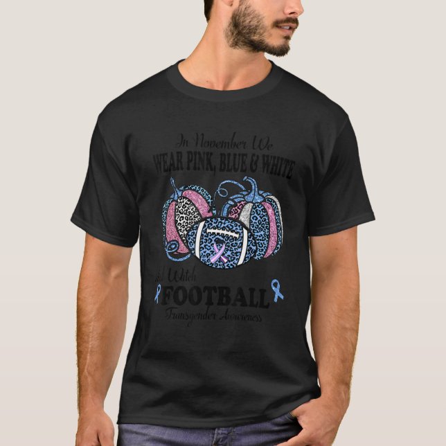 Pink Blue and White Leopard Football Transgender A T Shirt (Framsida)