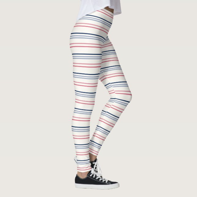 Pink blue and white stripes leggings (Höger)
