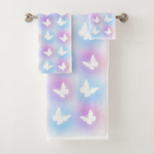 "Pink & Blue" Butterfly Bath Towell Set