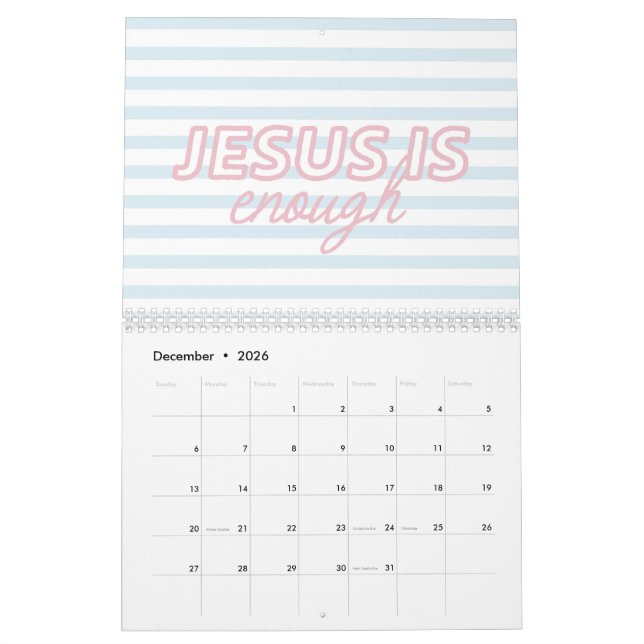 Pink Blue Coquette Christian Bible Quote Kalender (Dec 2026)