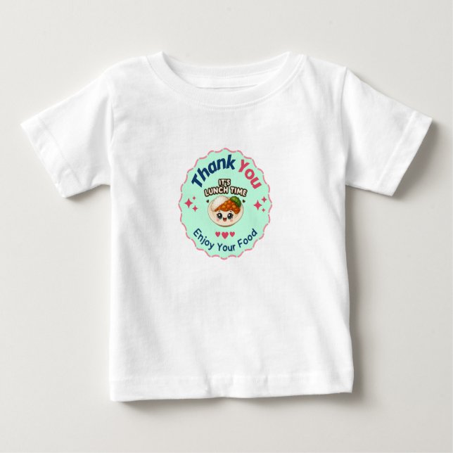 Pink Blue Cute Illustrative Food Business Thank Yo T Shirt (Framsida)