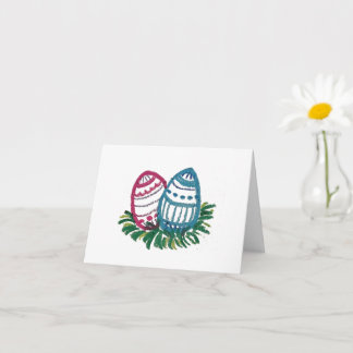 Pink & Blue Easter Eggs card Kort