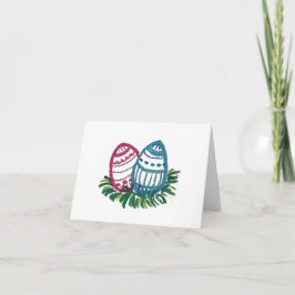 Pink & Blue Easter Eggs card Kort