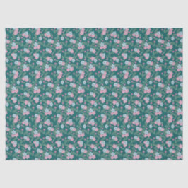 Pink & Blue Floral Pattern on Teal – Modern