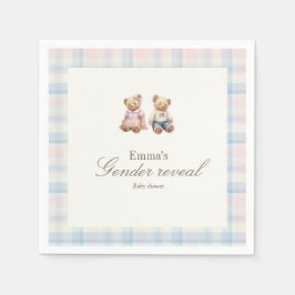 Pink Blue Gender reveal Teddy Bear Baby Shower  Pappersservett
