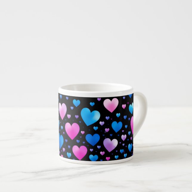 Pink & Blue Glowing Hearts  Espressomugg (Framsida höger)