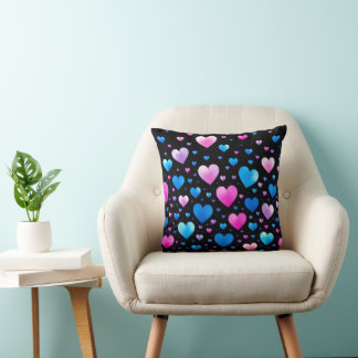 Pink & Blue Glowing Hearts Kudde