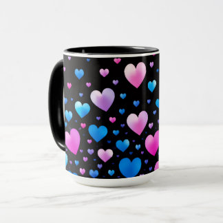 Pink & Blue Glowing Hearts Mugg