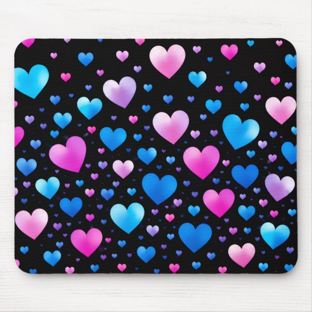 Pink & Blue Glowing Hearts Musmatta (Framsidan)