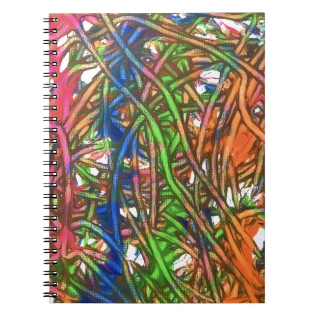 Pink, Blue, Green, Orange, Marble Artwork Anteckningsbok (Framsidan)