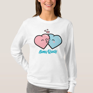 Pink & Blue Hearts Kiss T Shirt