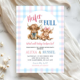 Pink Blue Heifer Bull Gender Reveal Invitation Inbjudningar