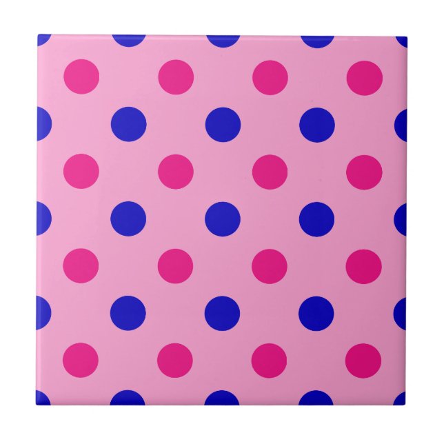 Pink Blue Pink Polka Dot Pattern Kakelplatta (Framsidan)