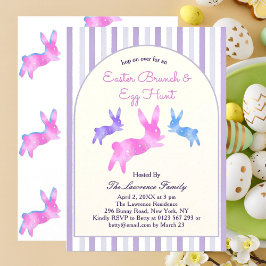 Pink Blue Purple Cute Bunny Easter Brunch Egg Hunt Inbjudningar