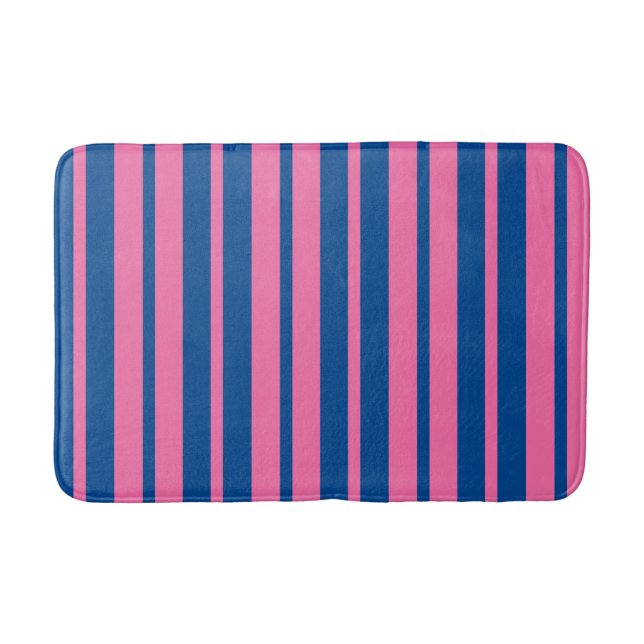 Pink Blue Stylish Stripes Pattern Design  Badrumsmatta (Framsidan)