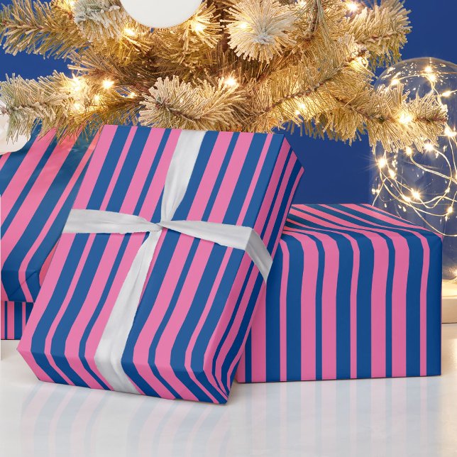 Pink Blue Stylish Stripes Pattern Design  Presentpapper (Skapare uppladdad)