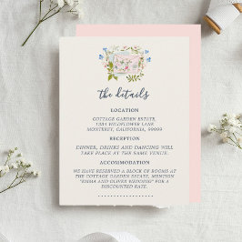 Pink Blue Wildflowers Romantic Garden Wedding Tilläggskort