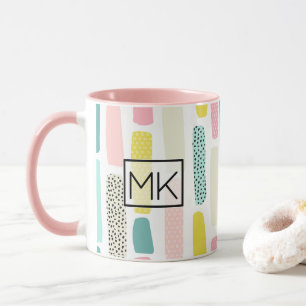 Pink, Blue yellow Pastel Paintbrush Coffee Mug Mugg