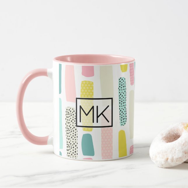 Pink, Blue yellow Pastel Paintbrush Coffee Mug Mugg (Med munk)