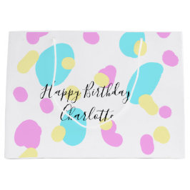 Pink blue yellowhappy birthday kids shapes abstrac