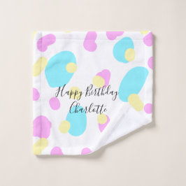 Pink blue yellowhappy birthday kids shapes abstrac