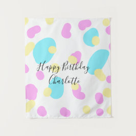 Pink blue yellowhappy birthday kids shapes abstrac