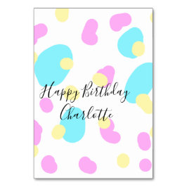 Pink blue yellowhappy birthday kids shapes abstrac bordsnummer