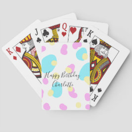 Pink blue yellowhappy birthday kids shapes abstrac casinokort