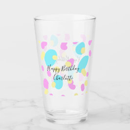 Pink blue yellowhappy birthday kids shapes abstrac glaskopp