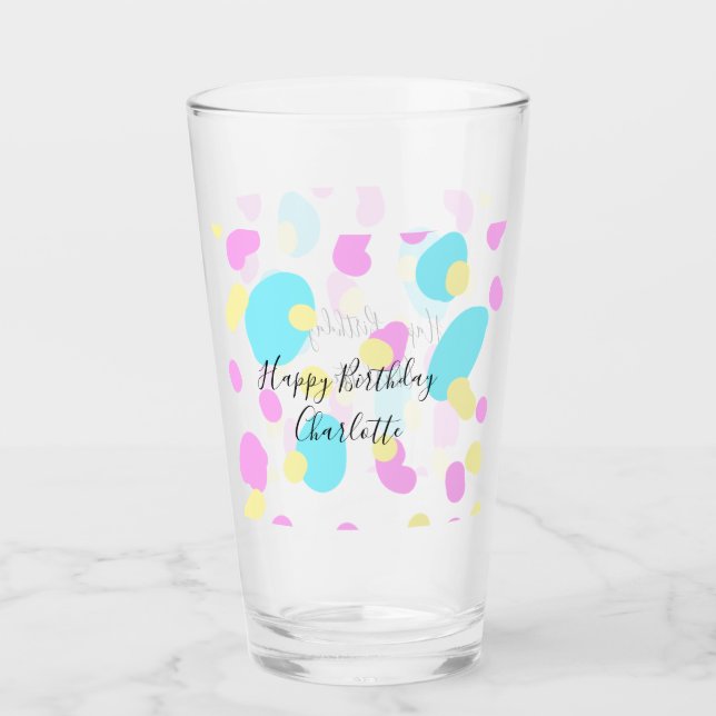 Pink blue yellowhappy birthday kids shapes abstrac glaskopp (Framsida)