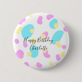 Pink blue yellowhappy birthday kids shapes abstrac knapp