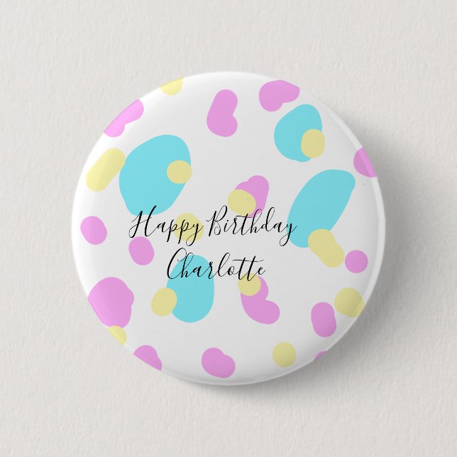 Pink blue yellowhappy birthday kids shapes abstrac knapp (Framsida)