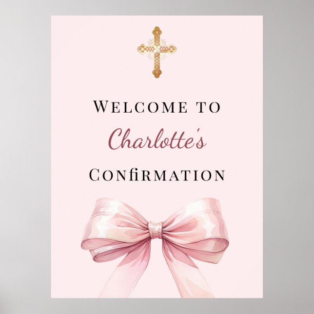 Pink blush bow Confirmation welcome Poster (Framsidan)