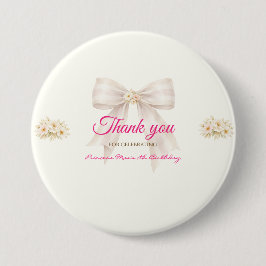 Pink Blush Bow Princess Ribbon Thank You Pin Knapp