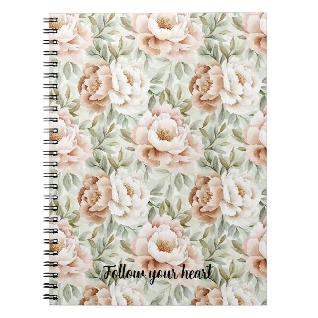 Pink Blush Cocoa Cream Flowers Anteckningsbok (Framsidan)
