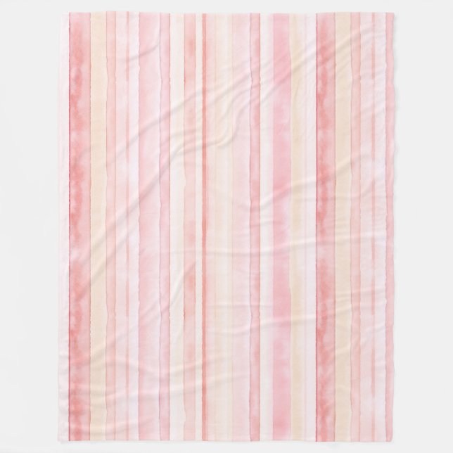Pink Blush Cream Stripes   Fleecefilt (Framsidan)