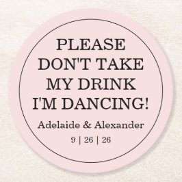 Pink Blush Drink Cover Wedding Underlägg Papper Rund