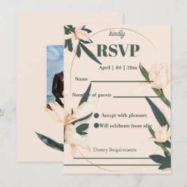 Pink blush floral Circle RSVP Card Inbjudningar