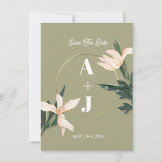 Pink blush floral Circle save the date card Inbjudningar