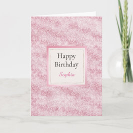 Pink Blush Glitter Birthday Kort