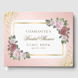Pink Blush Gold Floral Bridal Shower Gästböcker