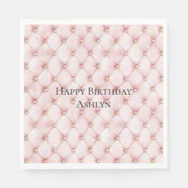 Pink Blush Gold Tufts Birthday Pappersservett