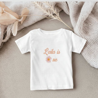 Pink Blush Groovy Daisy Birthday Personalized T Shirt