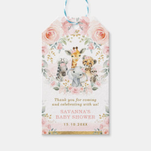 Pink Blush Jungle Safari Girl Baby Shower Favues f Presentetikett