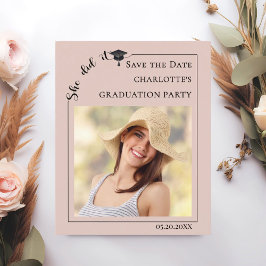 Pink Blush Photo Graduation Party Save the Date Flygblad
