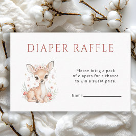 Pink Blush Woodland Deer Girl Diaper Raffle Tilläggskort